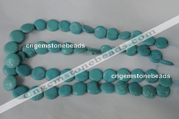 CTU1884 15.5 inches 16mm flat round imitation turquoise beads