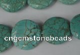 CTU1886 15.5 inches 20mm flat round imitation turquoise beads