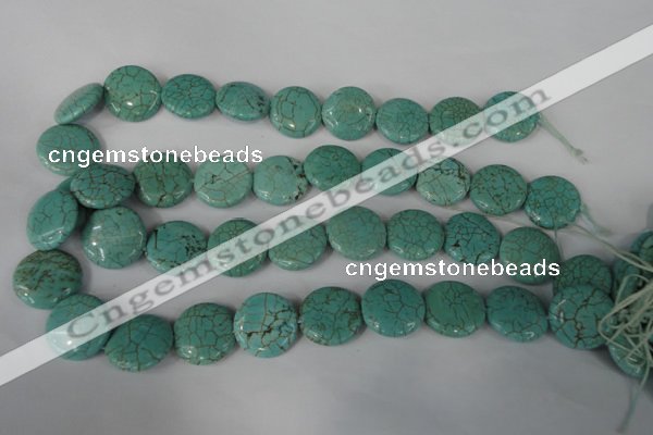 CTU1886 15.5 inches 20mm flat round imitation turquoise beads