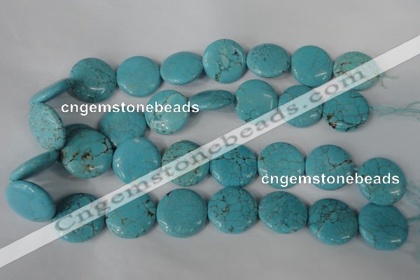 CTU1888 15.5 inches 25mm flat round imitation turquoise beads