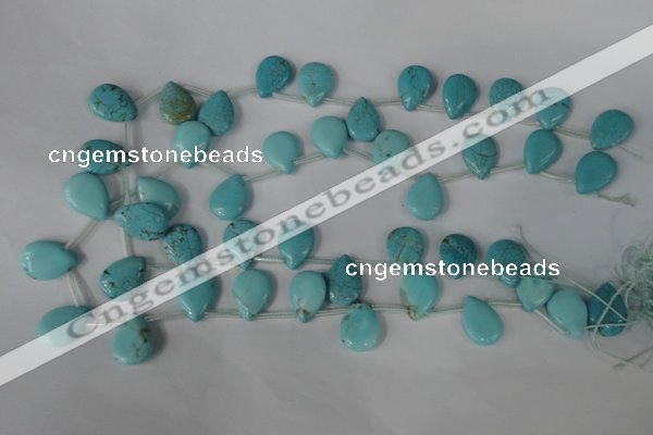 CTU1935 Top-drilled 13*18mm flat teardrop imitation turquoise beads