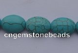 CTU20 15.5 inches 13*18mm oval blue turquoise strand beads Wholesale