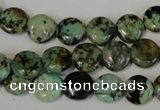 CTU2474 15.5 inches 10mm flat round African turquoise beads wholesale