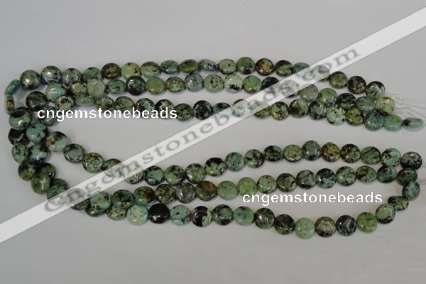 CTU2474 15.5 inches 10mm flat round African turquoise beads wholesale