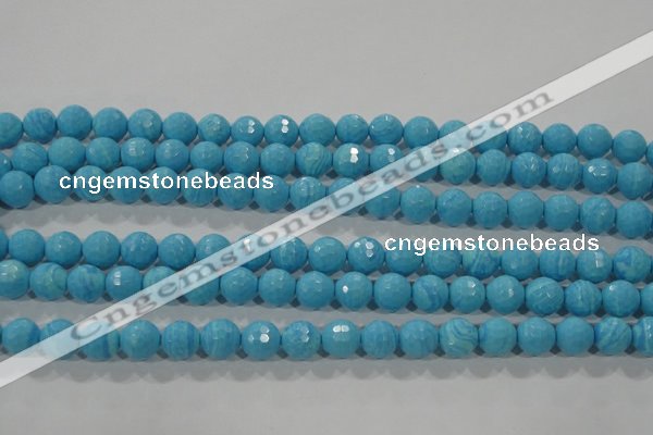 CTU2592 15.5 inches 8mm faceted round synthetic turquoise beads