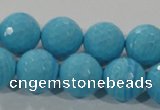 CTU2594 15.5 inches 12mm faceted round synthetic turquoise beads