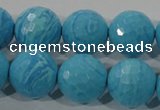 CTU2595 15.5 inches 14mm faceted round synthetic turquoise beads