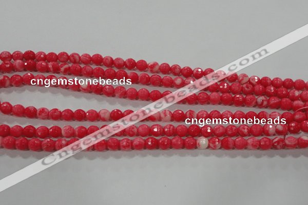 CTU2620 15.5 inches 4mm faceted round synthetic turquoise beads