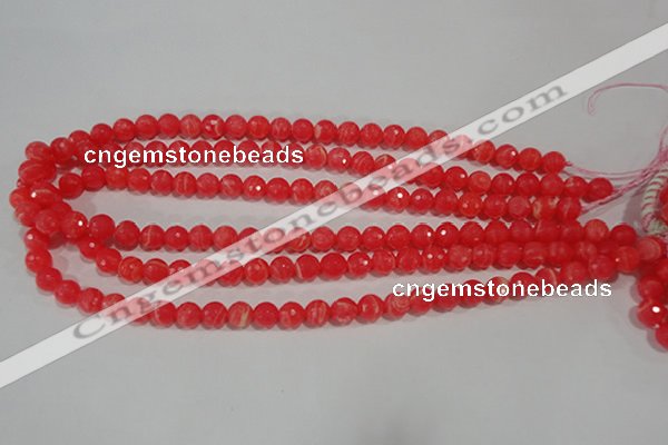 CTU2742 15.5 inches 8mm faceted round synthetic turquoise beads