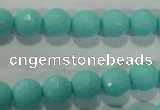 CTU2780 15.5 inches 4mm faceted round synthetic turquoise beads