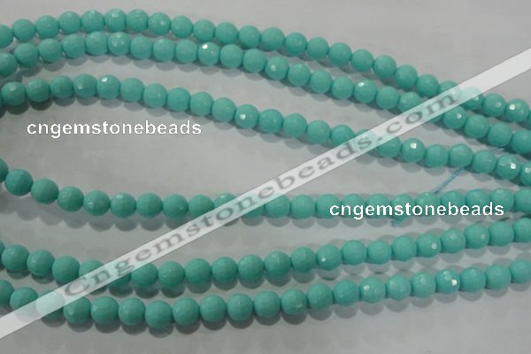 CTU2780 15.5 inches 4mm faceted round synthetic turquoise beads