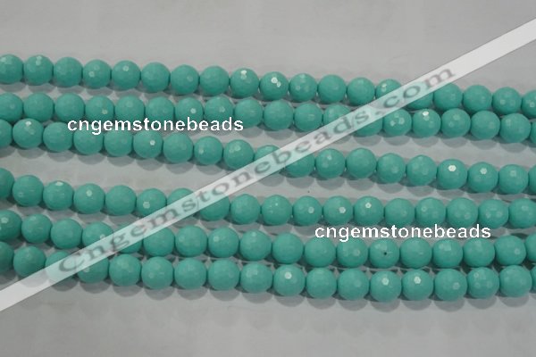 CTU2782 15.5 inches 8mm faceted round synthetic turquoise beads