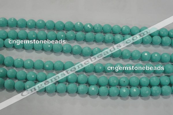 CTU2783 15.5 inches 10mm faceted round synthetic turquoise beads