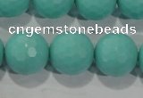 CTU2785 15.5 inches 14mm faceted round synthetic turquoise beads