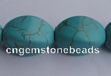 CTU28 15.5 inches 13*20mm twisted oval blue turquoise beads Wholesale