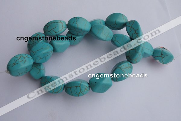 CTU28 15.5 inches 13*20mm twisted oval blue turquoise beads Wholesale