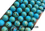 CTU3144 15 inches 10mm round gold vein howlite turquoise beads