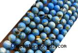 CTU3146 15 inches 4mm round gold vein howlite turquoise beads