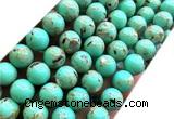 CTU3163 15 inches 10mm round gold vein howlite turquoise beads