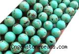 CTU3164 15 inches 12mm round gold vein howlite turquoise beads