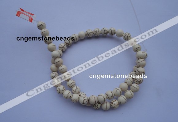 CTU34 15.5 inches 8mm round white turquoise strand beads Wholesale