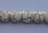 CTU36 15.5 inches 14mm round white turquoise strand beads Wholesale