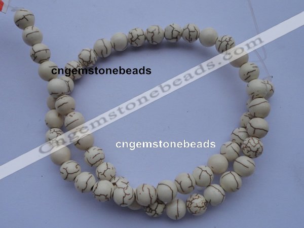 CTU36 15.5 inches 14mm round white turquoise strand beads Wholesale