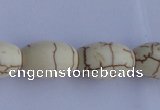 CTU38 15.5 inches 10*16mm rice shape white turquoise beads Wholesale