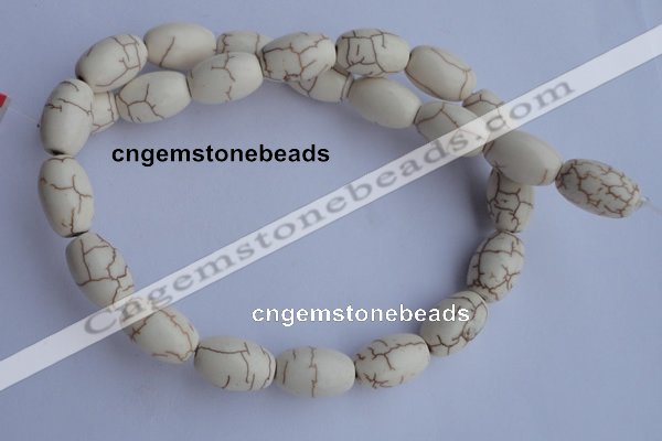 CTU38 15.5 inches 10*16mm rice shape white turquoise beads Wholesale