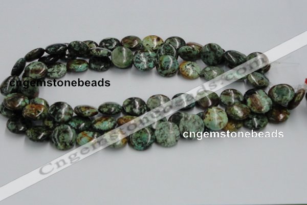 CTU416 15.5 inches 16mm flat round African turquoise beads wholesale