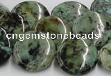 CTU417 15.5 inches 20mm flat round African turquoise beads wholesale