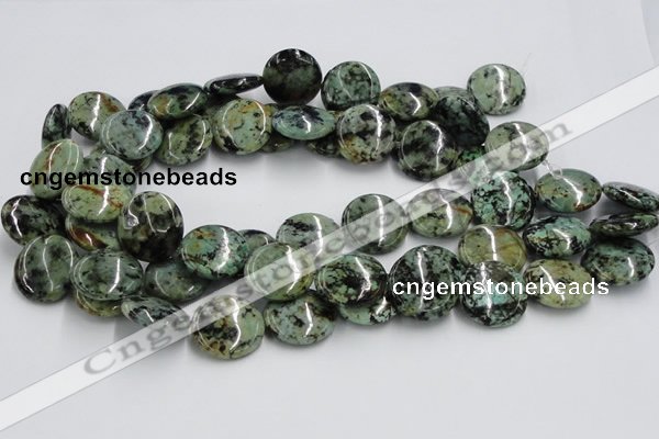 CTU418 15.5 inches 22mm flat round African turquoise beads wholesale