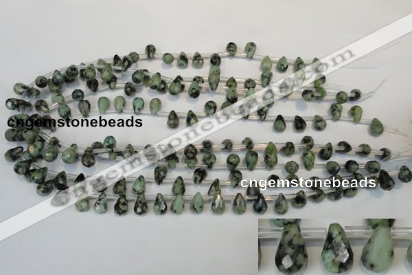 CTU488 Top-drilled 7*10mm faceted teardrop African turquoise beads