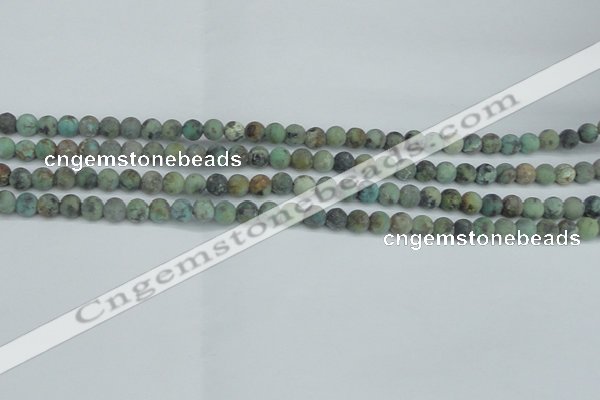 CTU562 15.5 inches 4mm round matte african turquoise beads