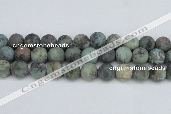 CTU567 15.5 inches 14mm round matte african turquoise beads