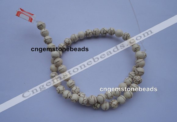 CTU67 15.5 inches 4mm round white turquoise strand beads Wholesale