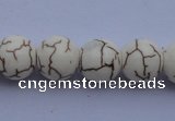 CTU69 15.5 inches 12mm round white turquoise strand beads Wholesale