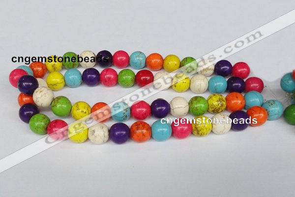 CTU704 15.5 inches 14mm round dyed turquoise beads wholesale