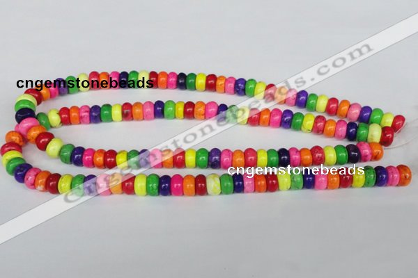 CTU706 15.5 inches 6*10mm rondelle dyed turquoise beads wholesale