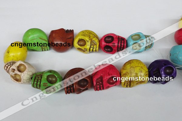 CTU714 15.5 inches 24*29*30mm skull dyed turquoise beads wholesale