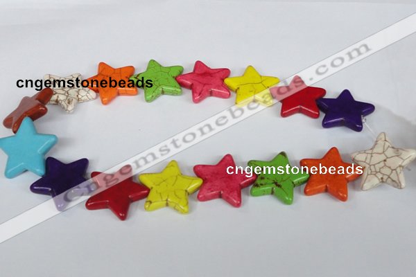 CTU728 15.5 inches 25*25mm star dyed turquoise beads wholesale