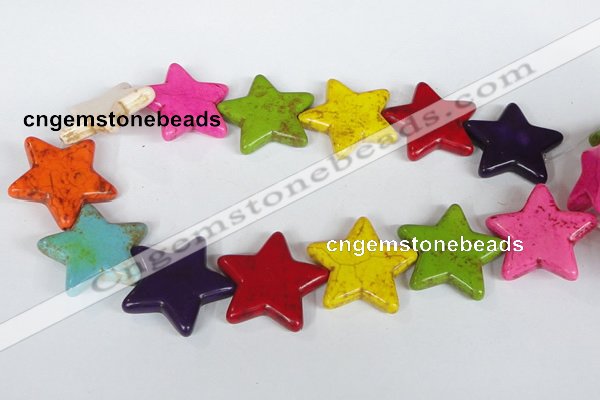 CTU730 15.5 inches 35*35mm star dyed turquoise beads wholesale