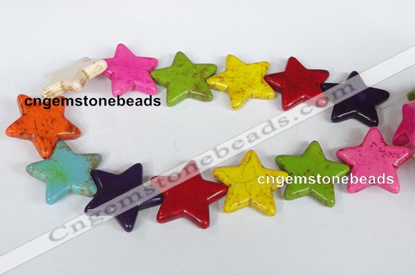 CTU731 15.5 inches 40*40mm star dyed turquoise beads wholesale