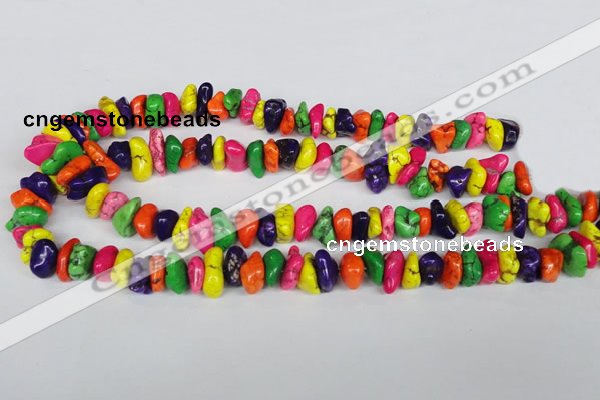 CTU740 15.5 inches 8*12mm nuggets dyed turquoise beads wholesale