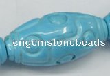 CTU887 15.5 inches 25*50mm carved rice dyed turquoise beads