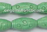 CTU888 15.5 inches 15*30mm carved rice dyed turquoise beads