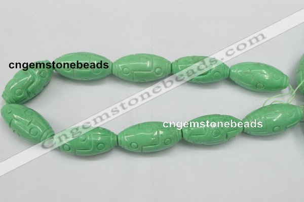 CTU889 15.5 inches 20*40mm carved rice dyed turquoise beads