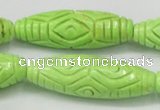 CTU892 15.5 inches 15*45mm carved rice dyed turquoise beads