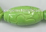 CTU894 15.5 inches 25*50mm carved rice dyed turquoise beads