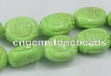 CTU895 15.5 inches 12*15mm carved oval dyed turquoise beads